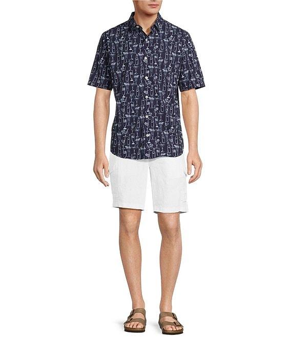 Caribbean Isle Breeze Performance Stretch Cocktails Print Short Sleeve Woven Shirt Product Image