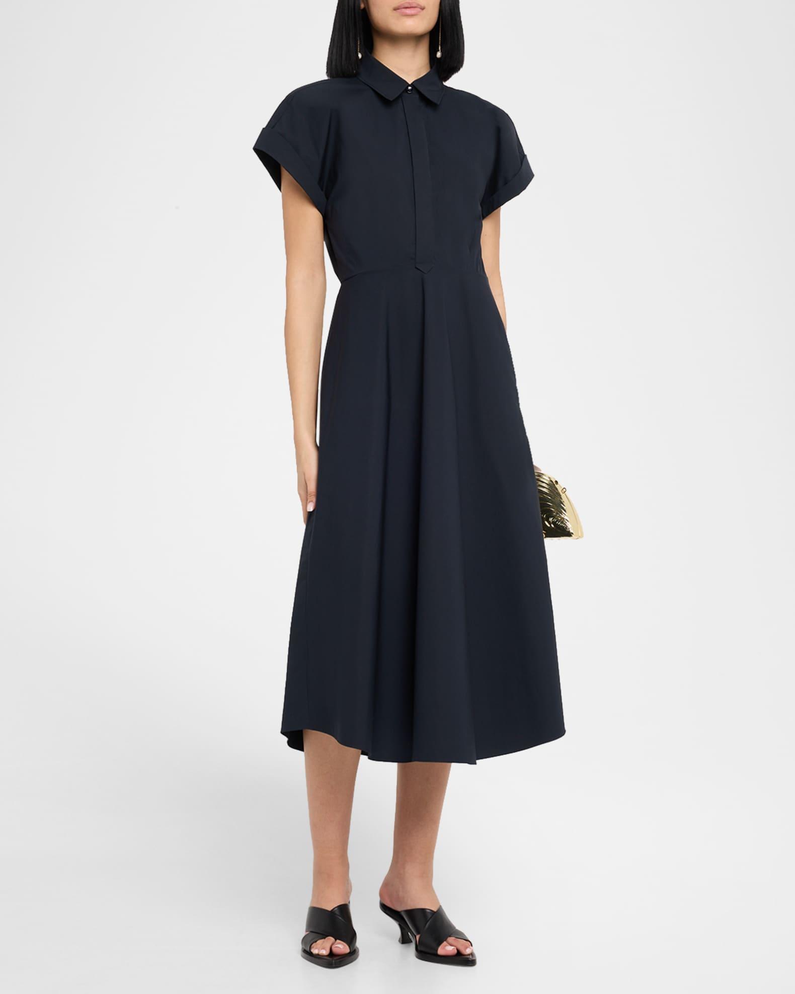 Poplin Power Short-Sleeve Midi Shirtdress Product Image