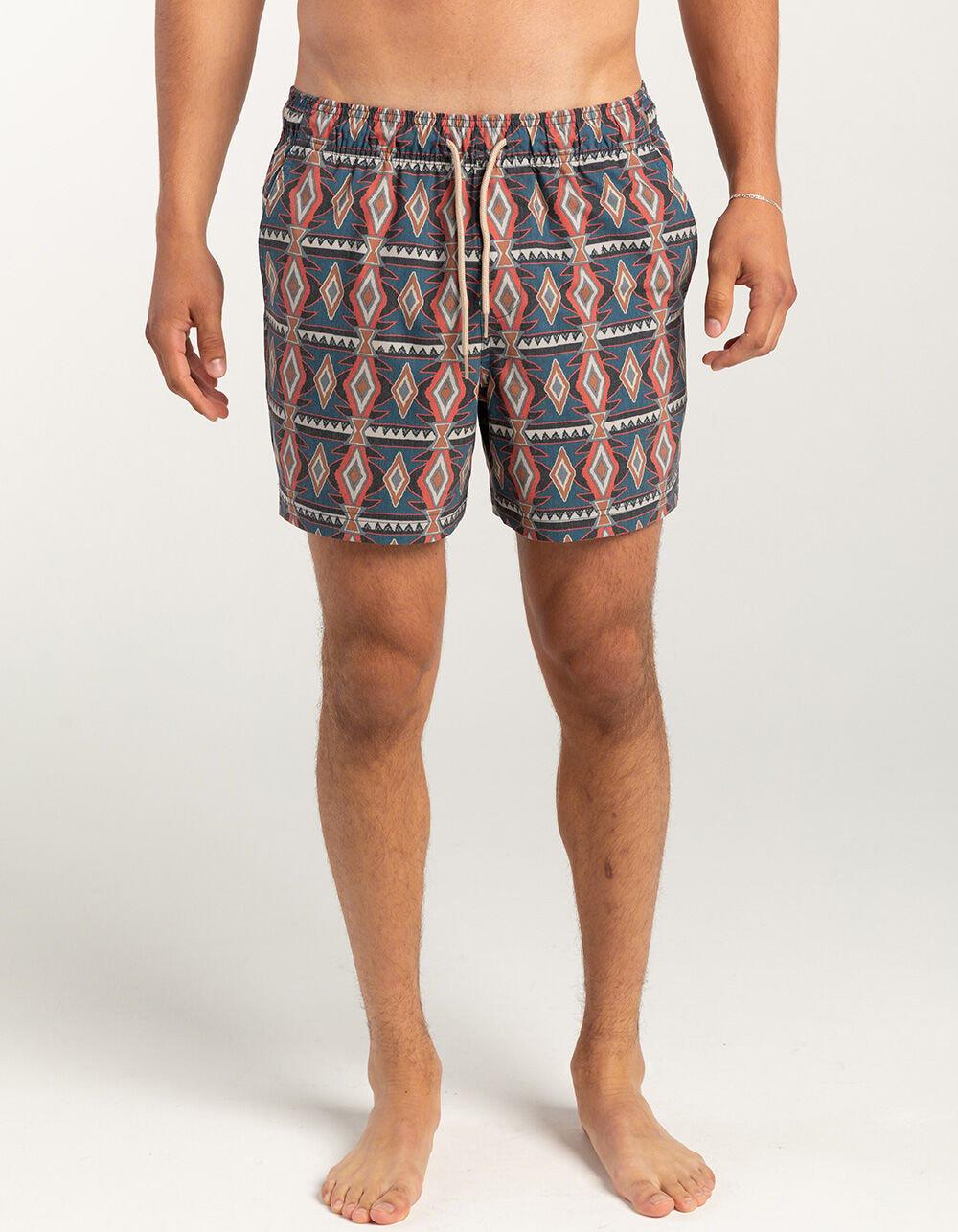RSQ Mens Geo Stripe 5" Swim Shorts - TURQ COMBO Product Image