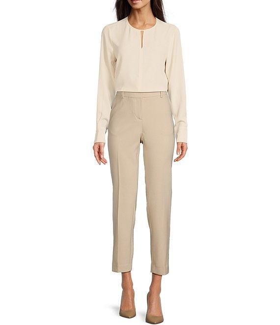 Anne Klein Keyhole Round Neck Long Sleeve Blouse Product Image