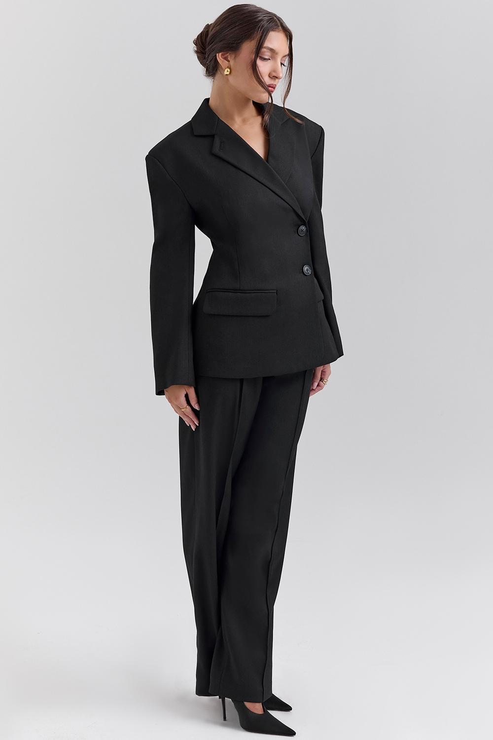 Hayden  black wide leg high waist tailored trousers Product Image