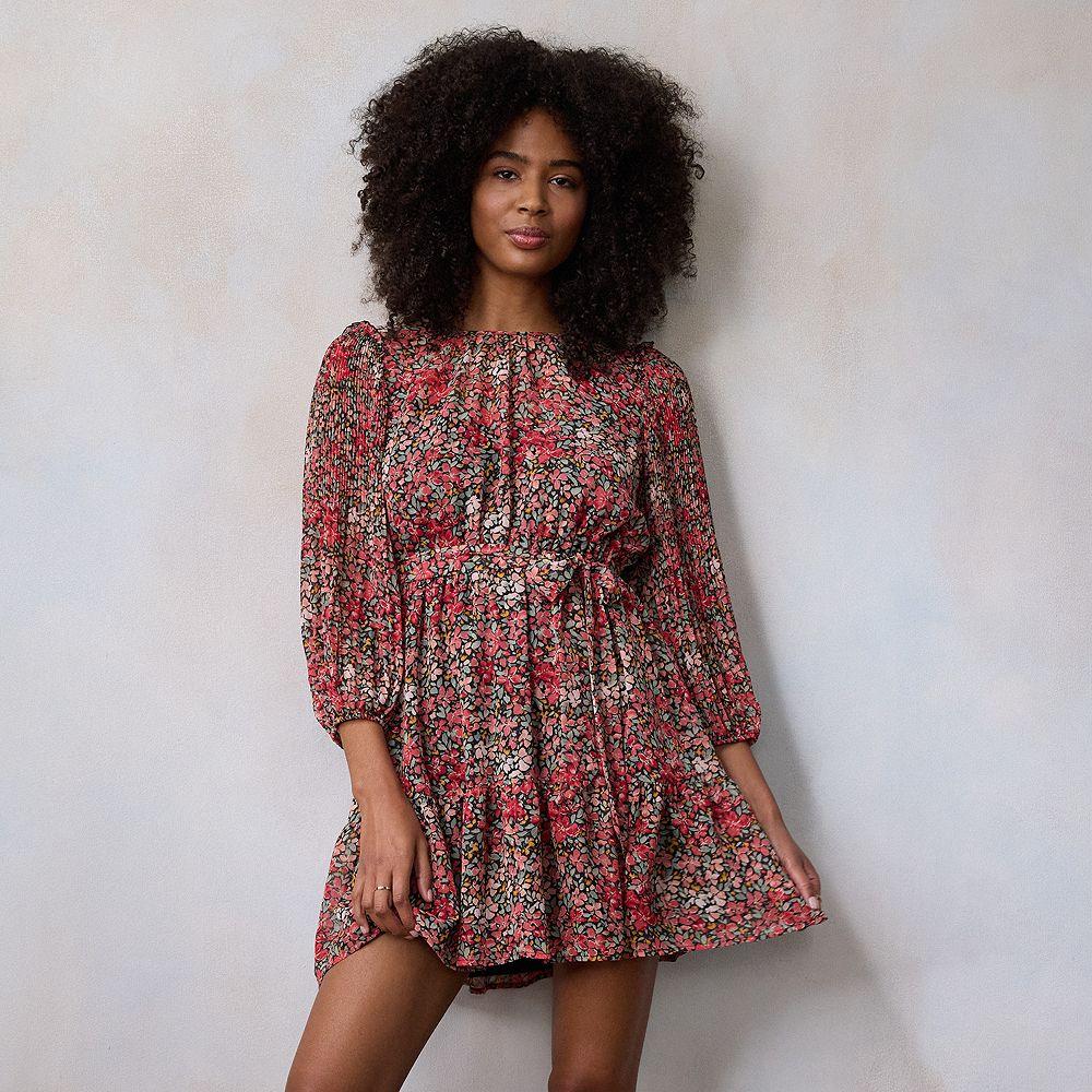 Womens LC Lauren Conrad Pleated Sleeve Mini Dress Product Image