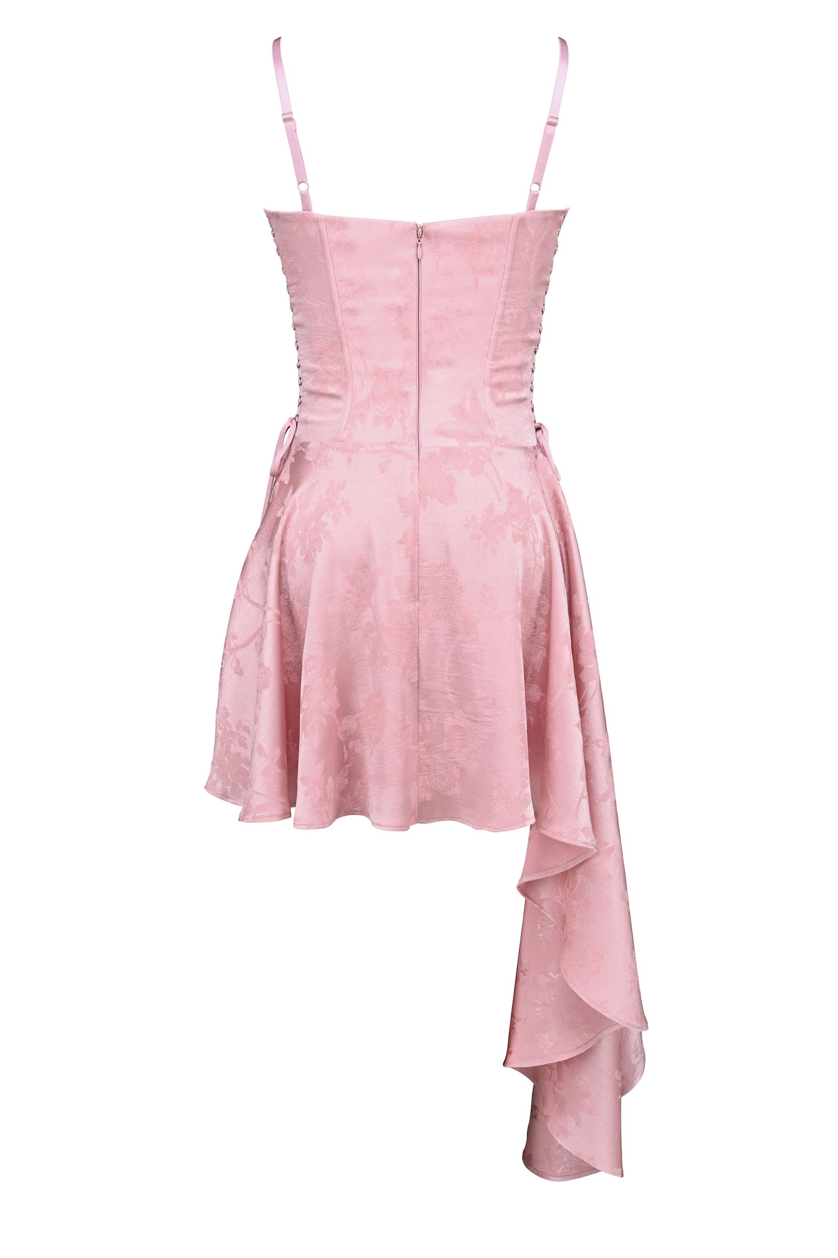 Lola  pink jacquard draped mini dress Product Image