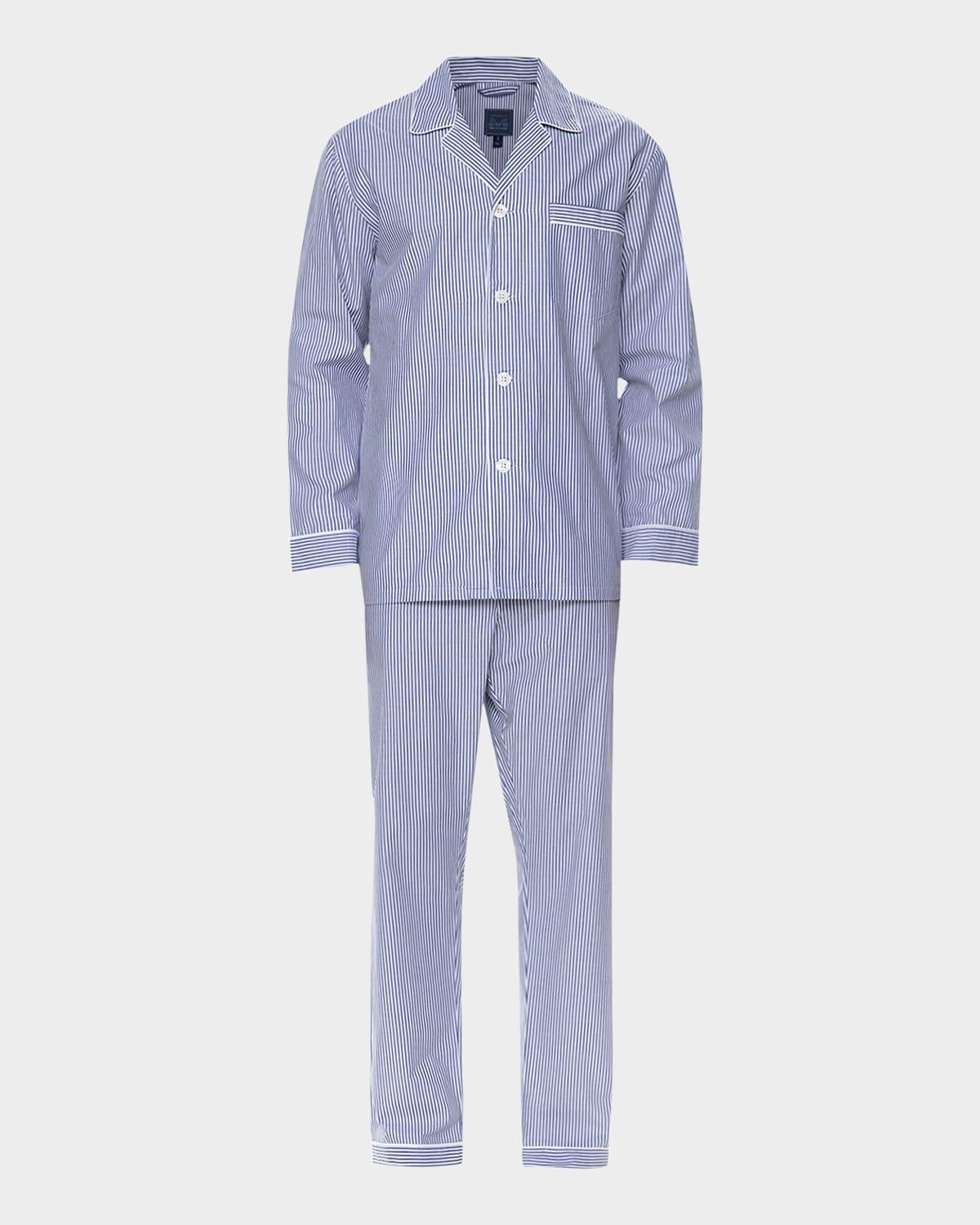 Men's Cotton Bengal Stripe Long Pajama Set Product Image