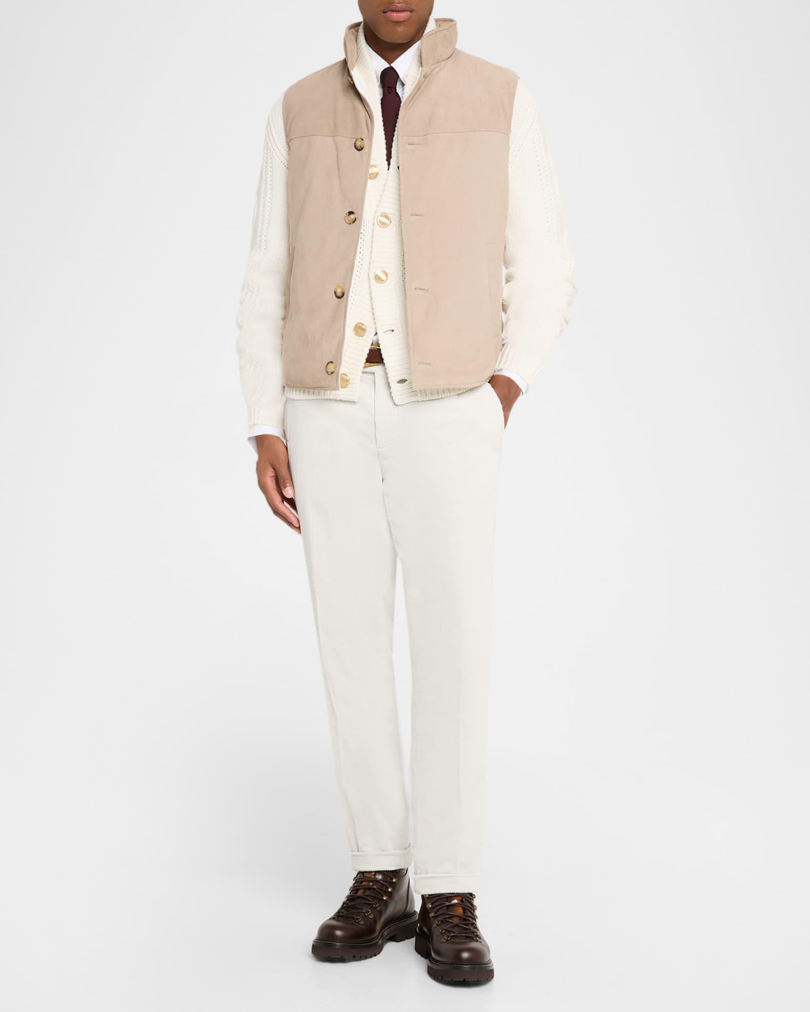 Men's Cashmere Cable Knit Shawl Collar Cardigan with Metal Buttons Product Image