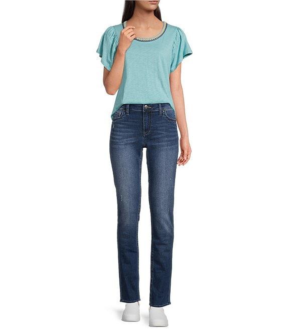 KUT from the Kloth Petite Size Stevie Slight Knicking Straight Leg Jeans Product Image