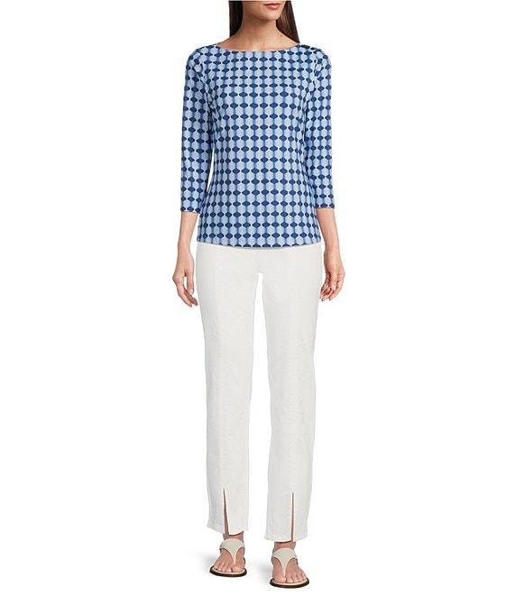 J.McLaughlin Rainey Straight Leg Front Slit Hem Stretch Denim Jeans Product Image