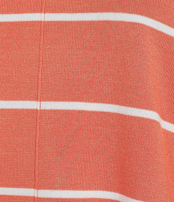 Investments Striped 3/4 Sleeve V-Neck Ribbed Trim Sweater Product Image
