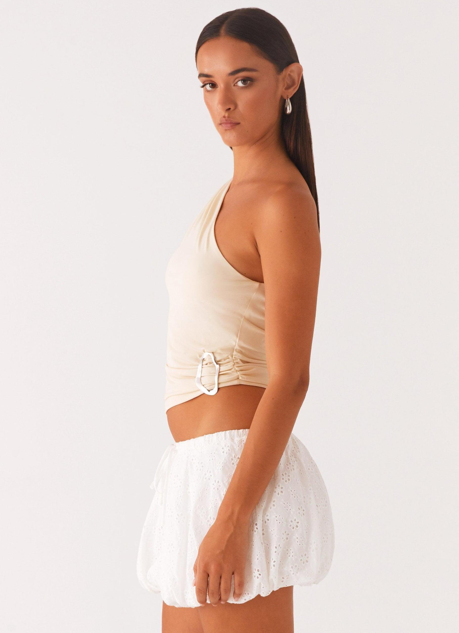 Hathaway One Shoulder Top - Lemon Product Image