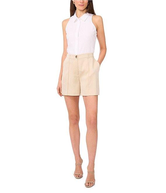 Vince Camuto Point Collar Sleeveless Button Down Blouse Product Image