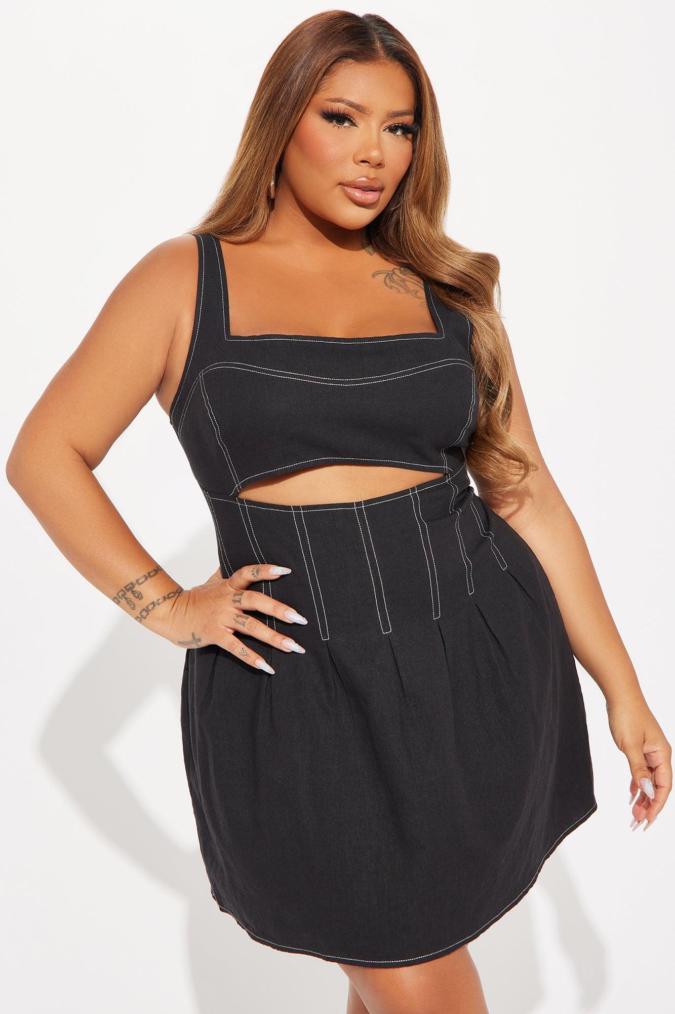 Dayna Linen Mini Dress - Black Product Image