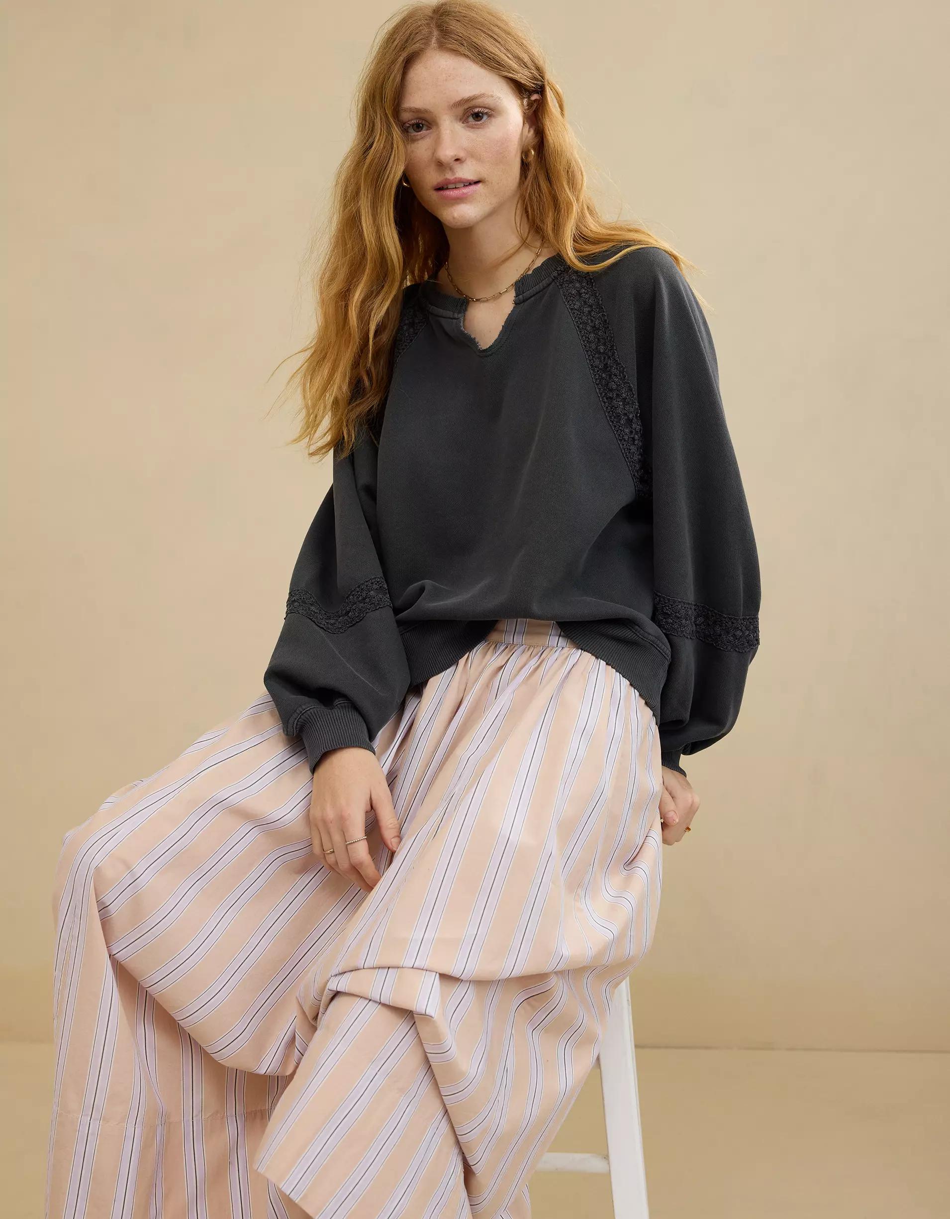 Aerie Hey Crochet Sweatshirt Product Image