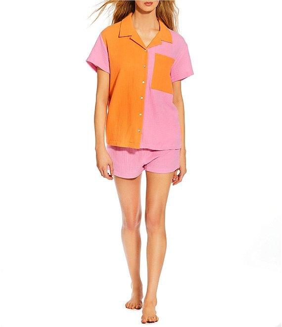 GB Oversize Colorblock Button Down Shirt Swimsuit Cover-Up Product Image