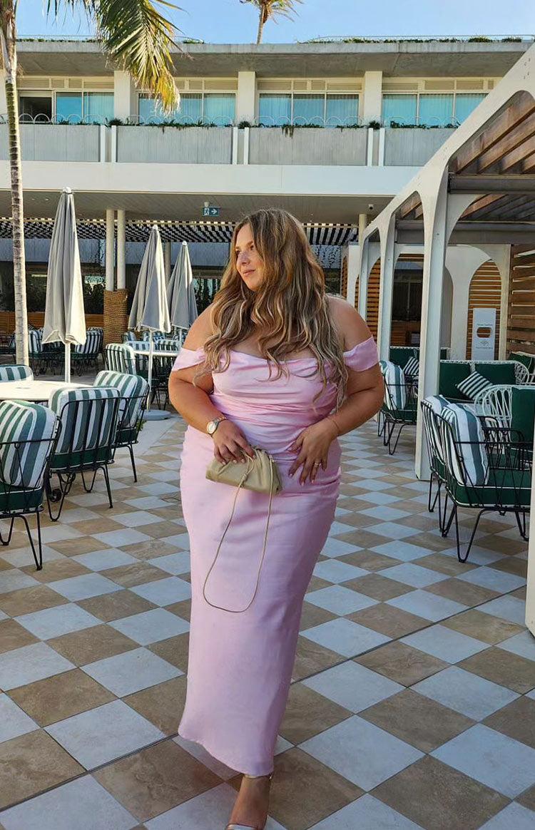Ella Light Pink Off Shoulder Formal Maxi Dress Baby Product Image