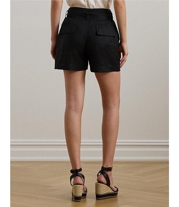 Lauren Ralph Lauren Linen High Rise Belted Shorts Product Image