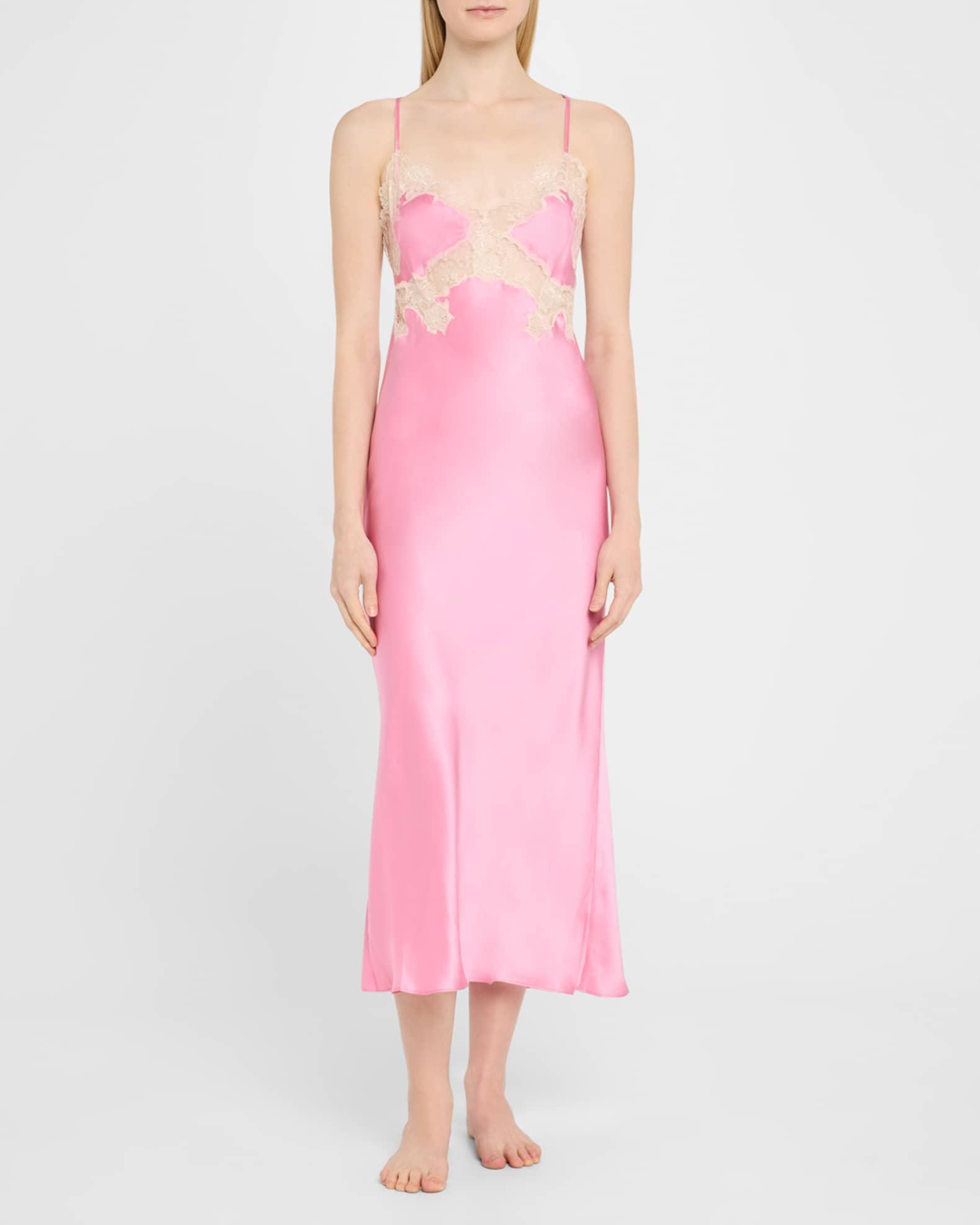 Lolita Lace-Trim Silk Charmeuse Nightgown Product Image