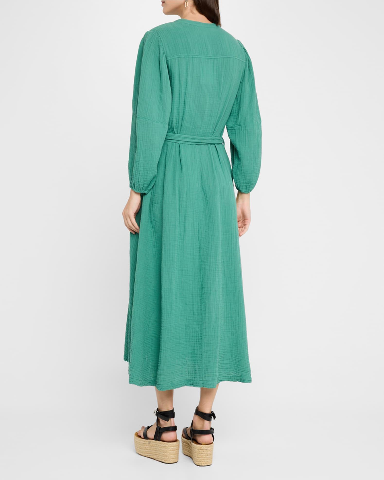 Selene Blouson-Sleeve Cotton Gauze Midi Dress Product Image