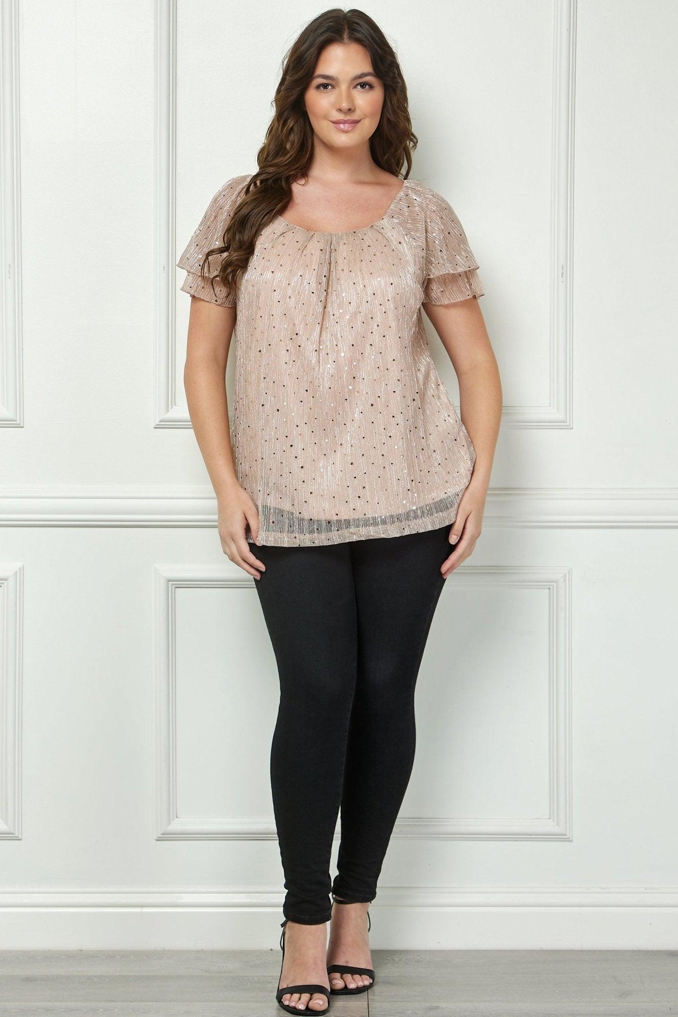 Bubble Hem 3/4 Tie Sleeve Blouse in Ivory - Plus Product Image