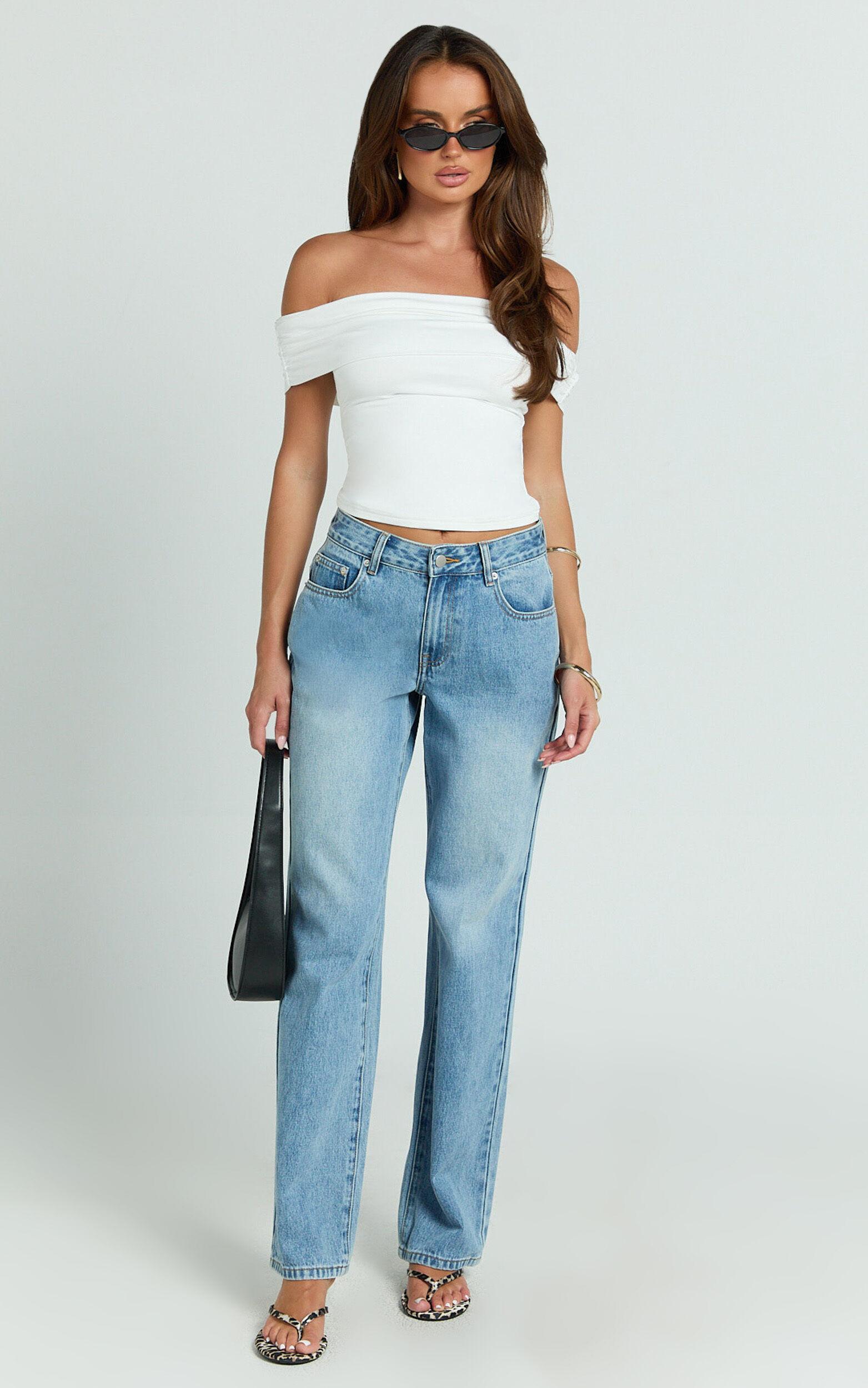 Demi Top - Off Shoulder Short Sleeve Top in White Product Image