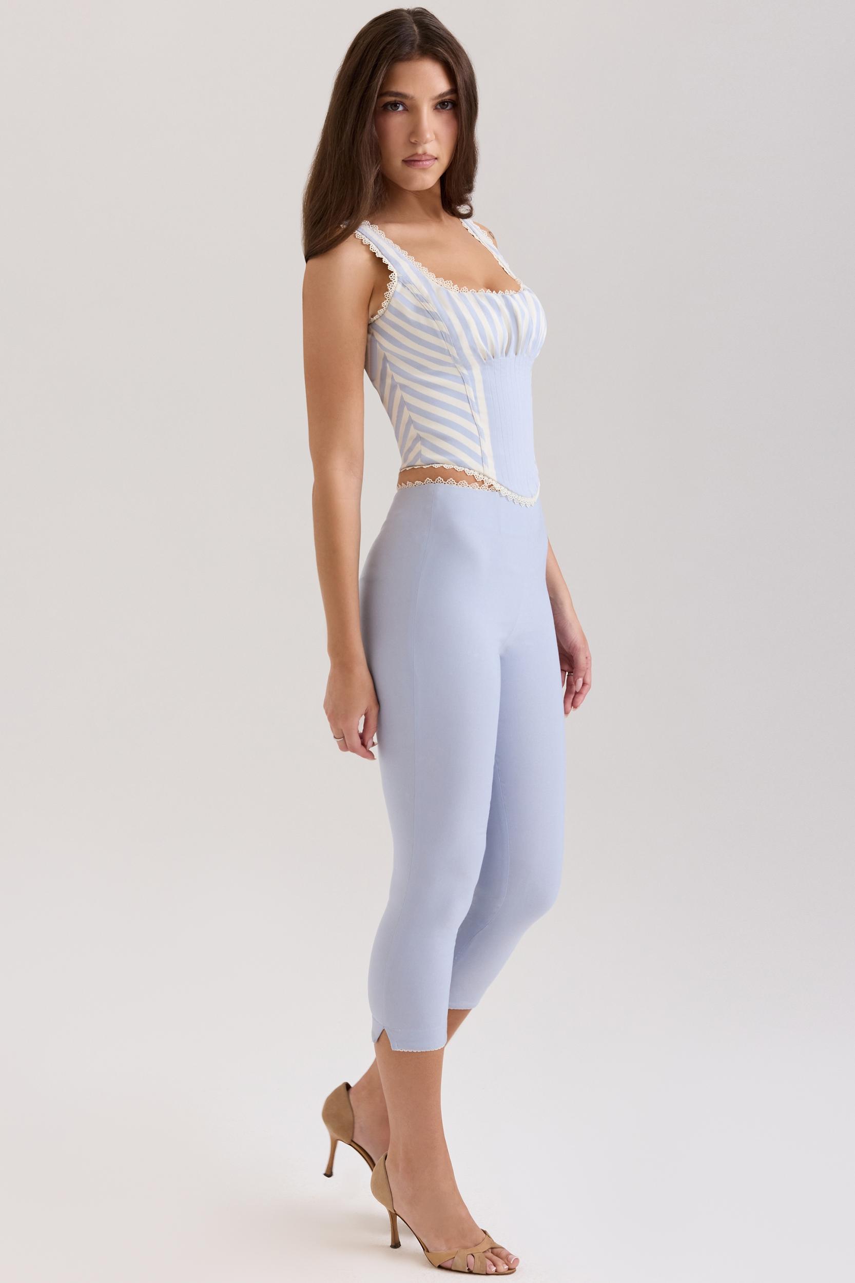 Carella  blue stretch twill fitted capri trousers Product Image