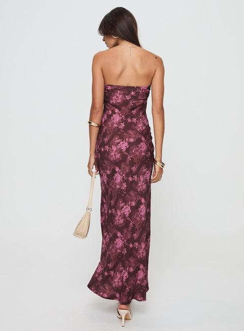 Abeila Strapless Maxi Dress Burgundy Product Image