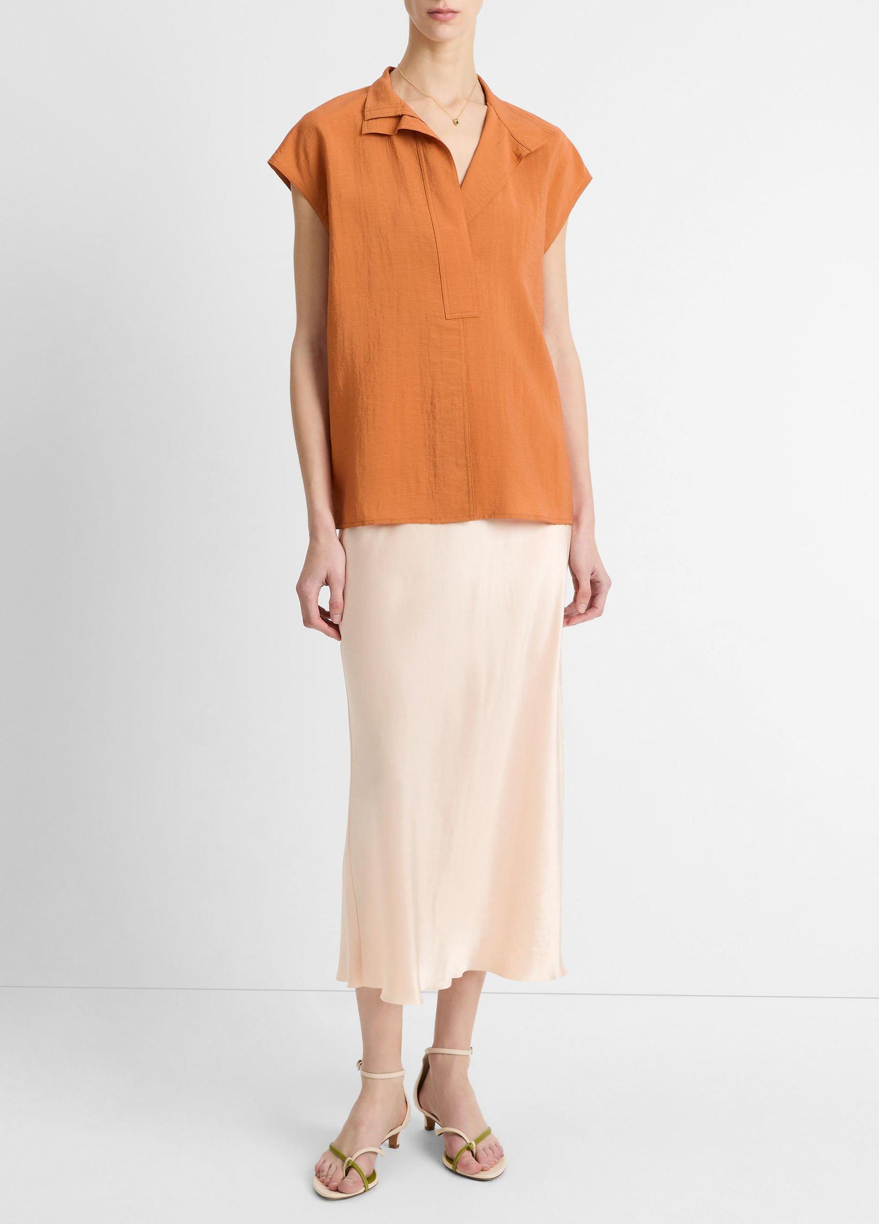 Voile Cap-Sleeve Blouse Product Image