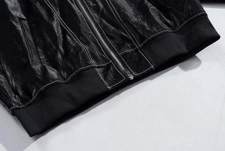 RT No. 9416 BLACK STITCHED ZIP-UP LEATHER JK Product Image