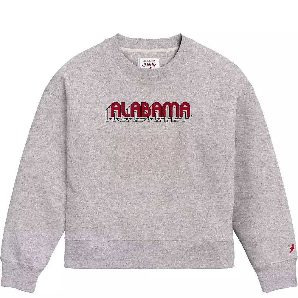 Women's League Collegiate Wear Ash Alabama Crimson Tide Boxy Pullover Sweatshirt, Size: Large, Black Product Image