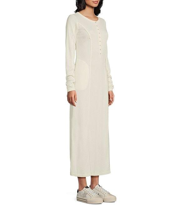 C&V Chelsea & Violet Long Sleeve Henley Maxi Dress Product Image