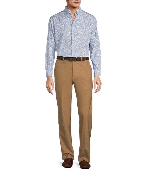 Roundtree & Yorke Long Sleeve Textured Paisley Print Slub Sport Shirt Product Image