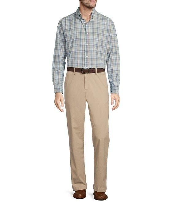 Roundtree & Yorke Long Sleeve Large Plaid Pattern Slub Sport Shirt Product Image