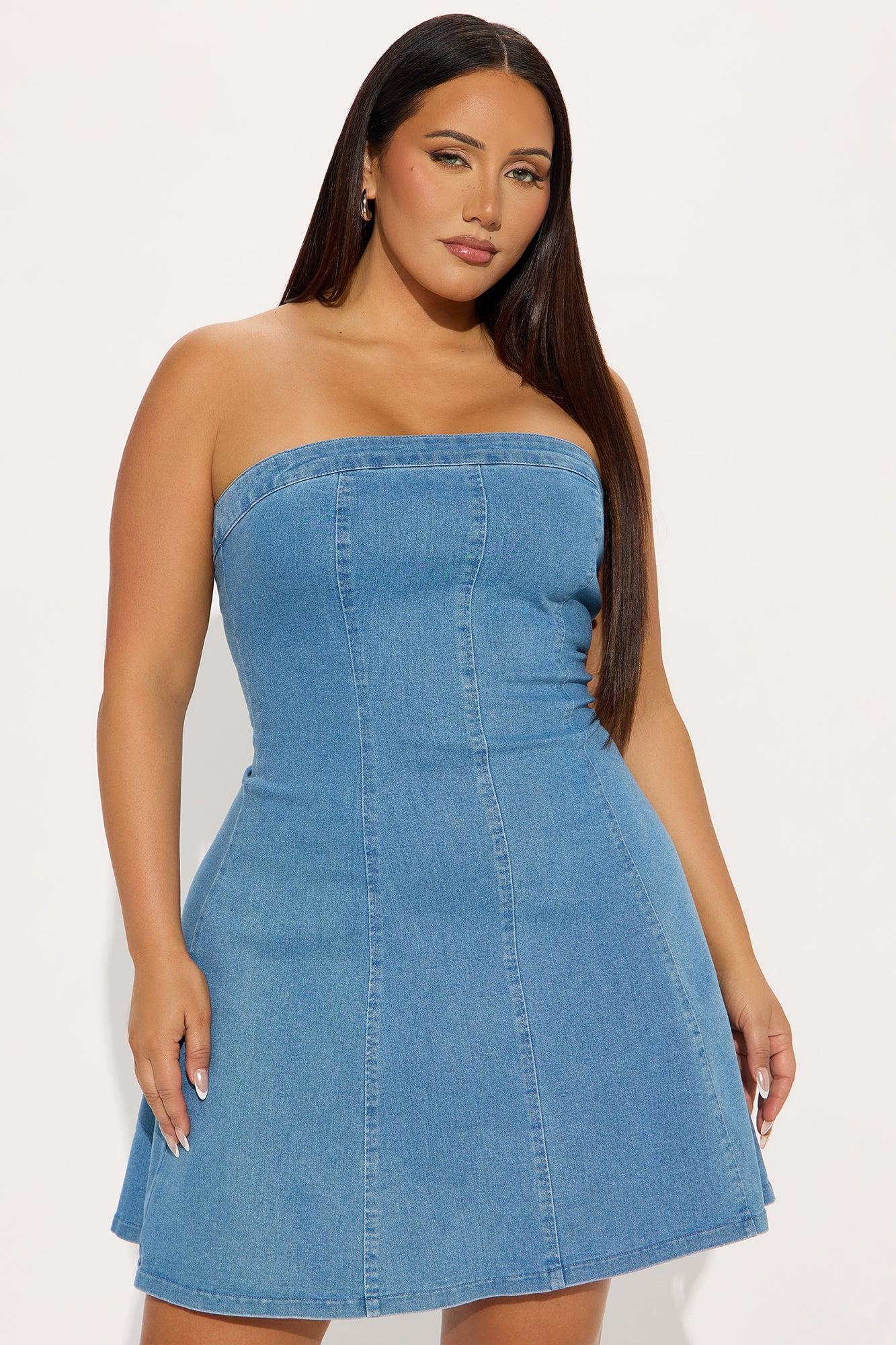 Ruthie Denim Mini Dress - Medium Wash Product Image
