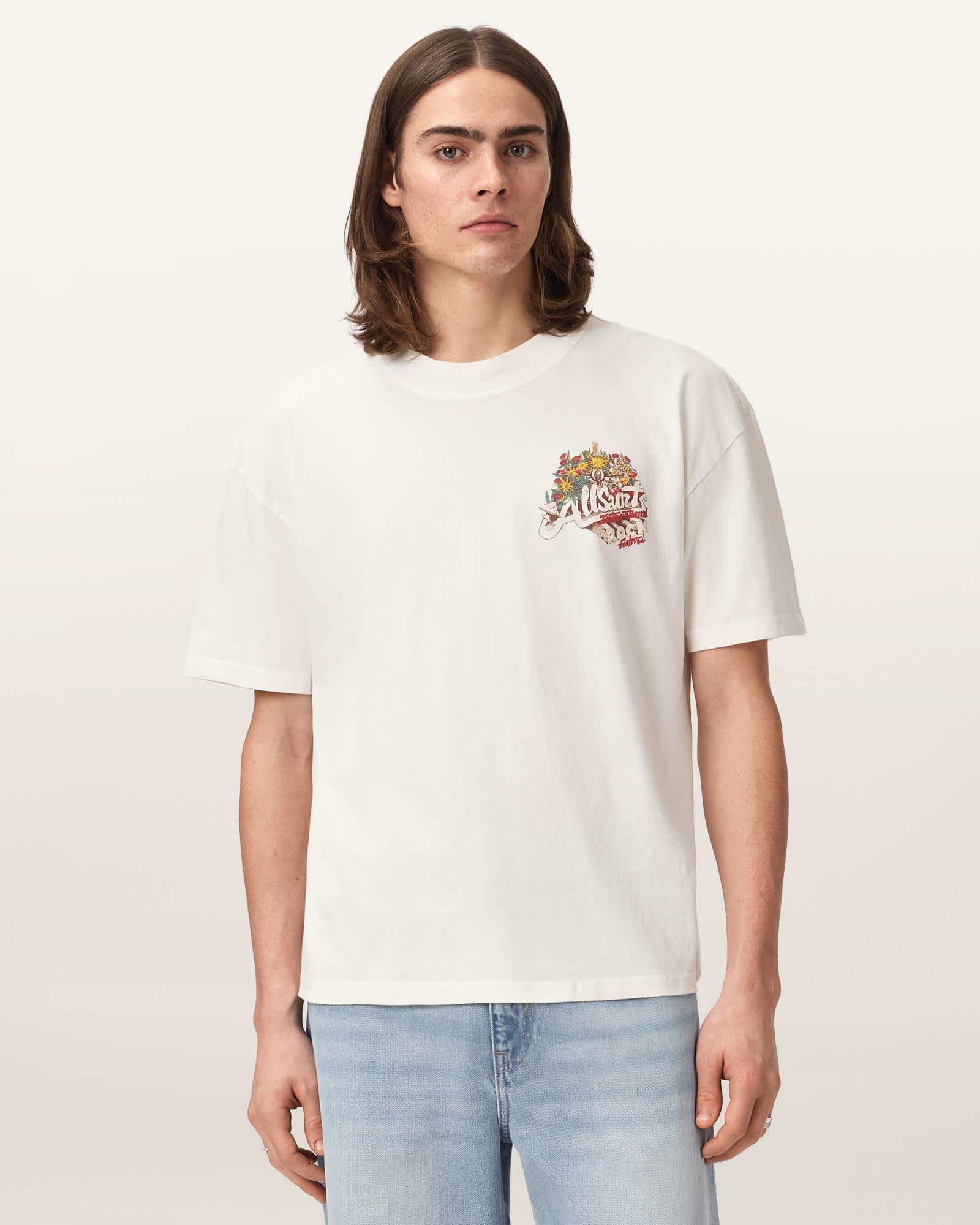 Roque Short Sleeve Oversized Crew Neck T-Shirt Chalk White | ALLSAINTS US Product Image