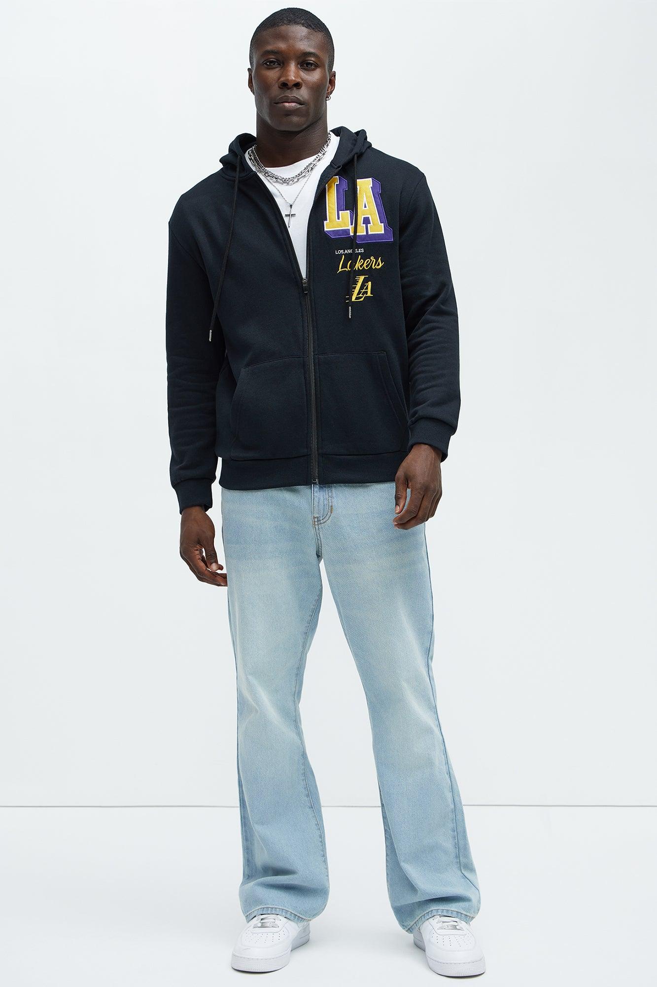 Lakers Bold Zip Up Hoodie - Black Product Image