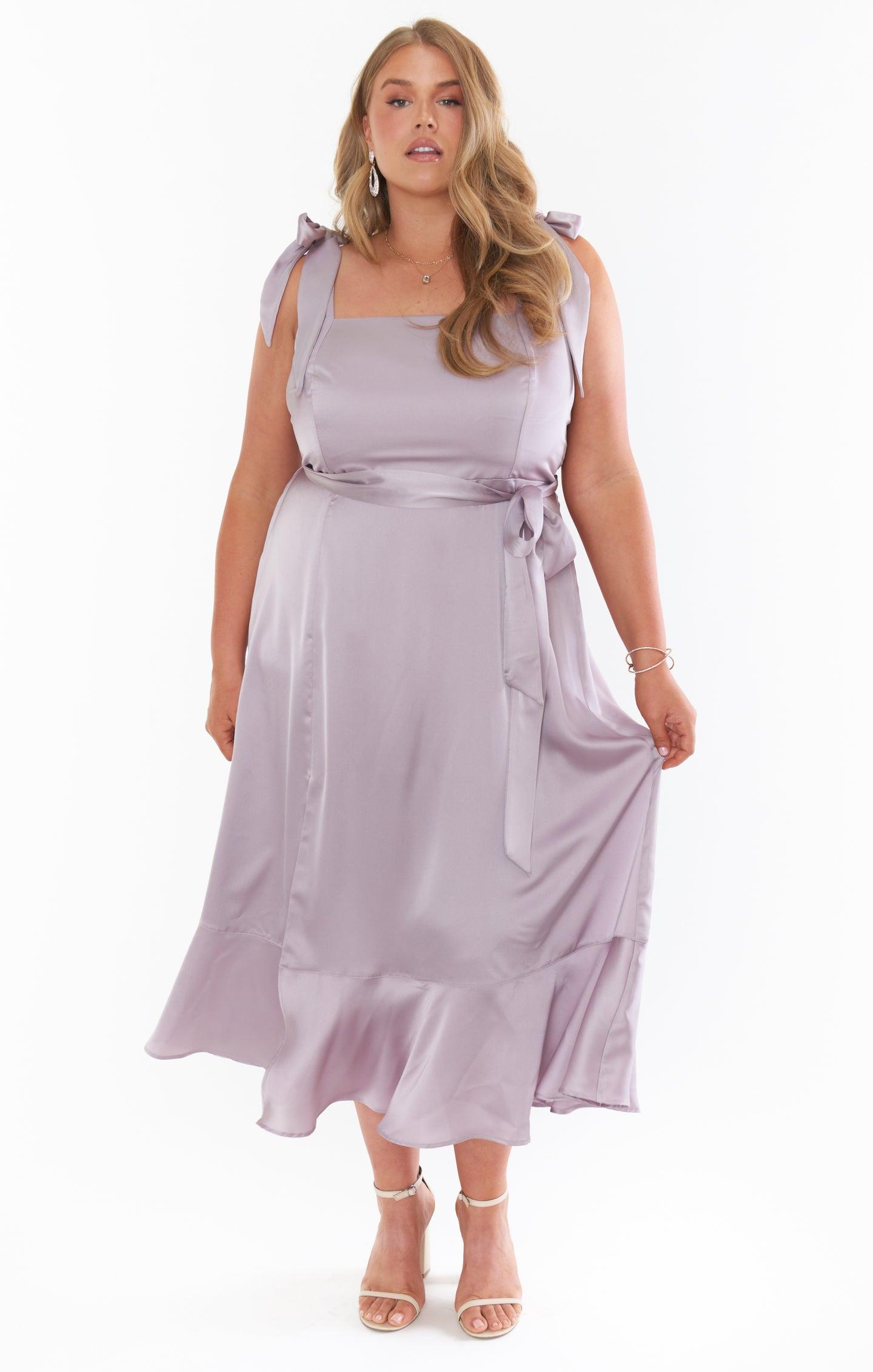 Claire Midi Dress ~ Dusty Purple Luxe Satin Product Image