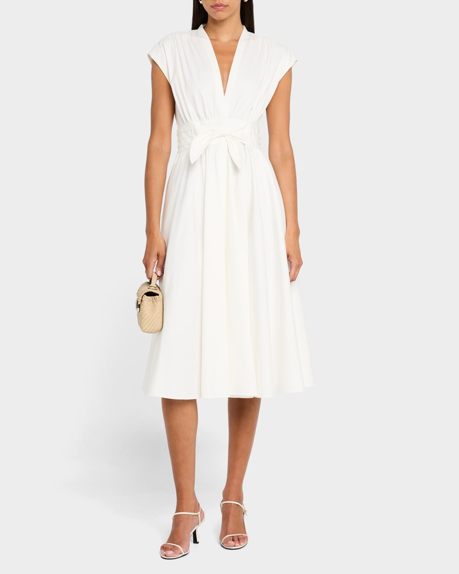 Kiernan Ruched Cap-Sleeve Midi Dress Product Image
