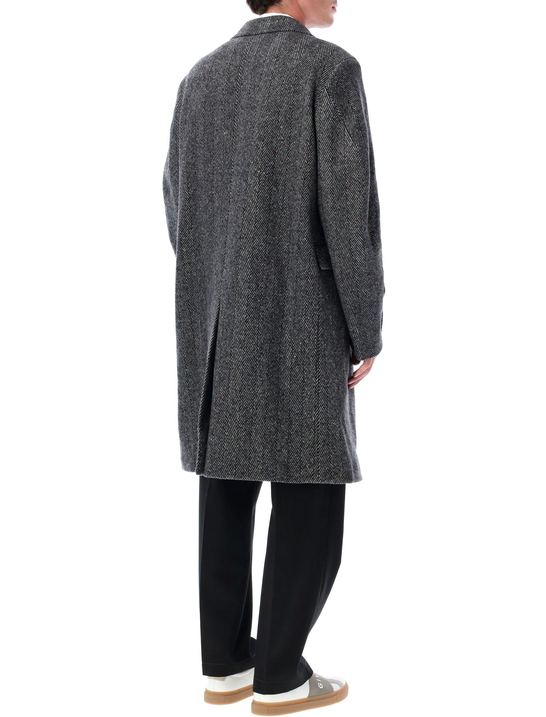 GIVENCHY Men Wool Blend Coat With Herringbone Motif In Multi Product Image
