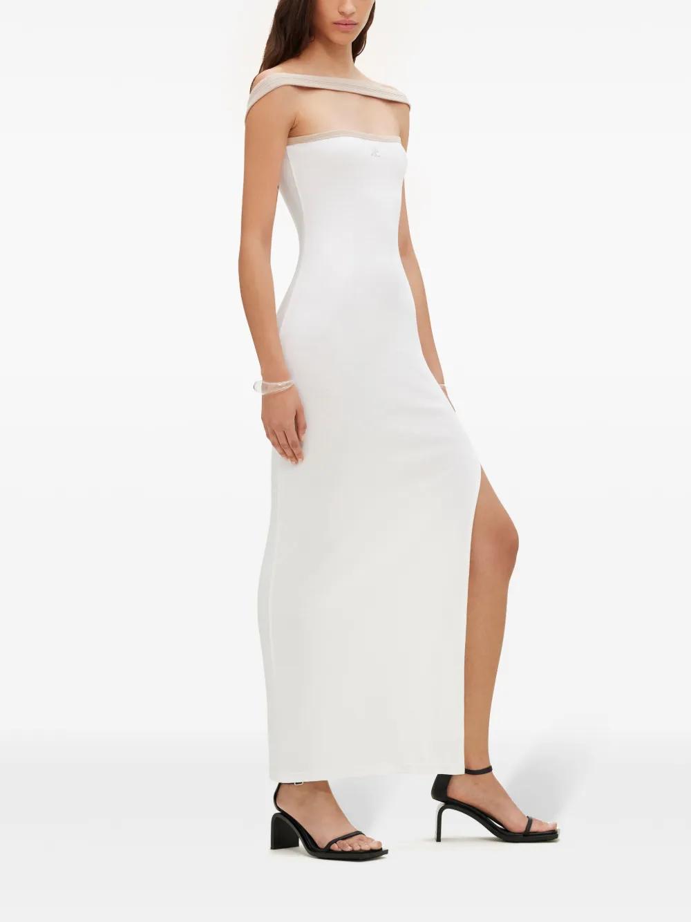 COURRÈGES Hyperbole Cotton Maxi Dress In B131 White Her/ Sand Product Image
