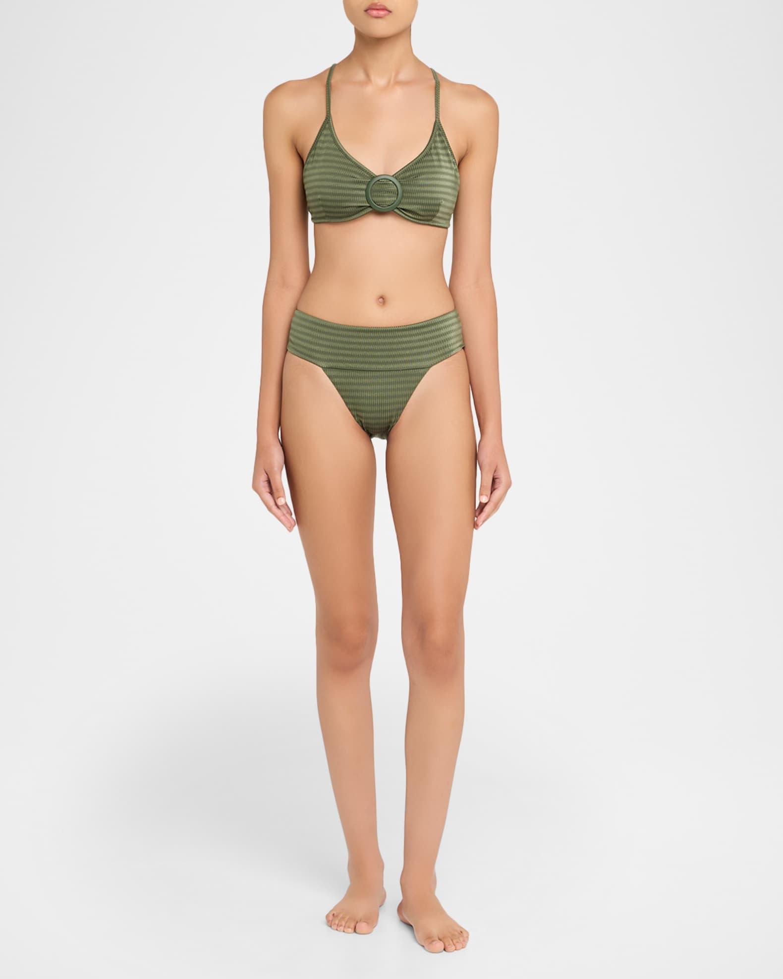Striped Banded High-Waist Bikini Bottoms Product Image