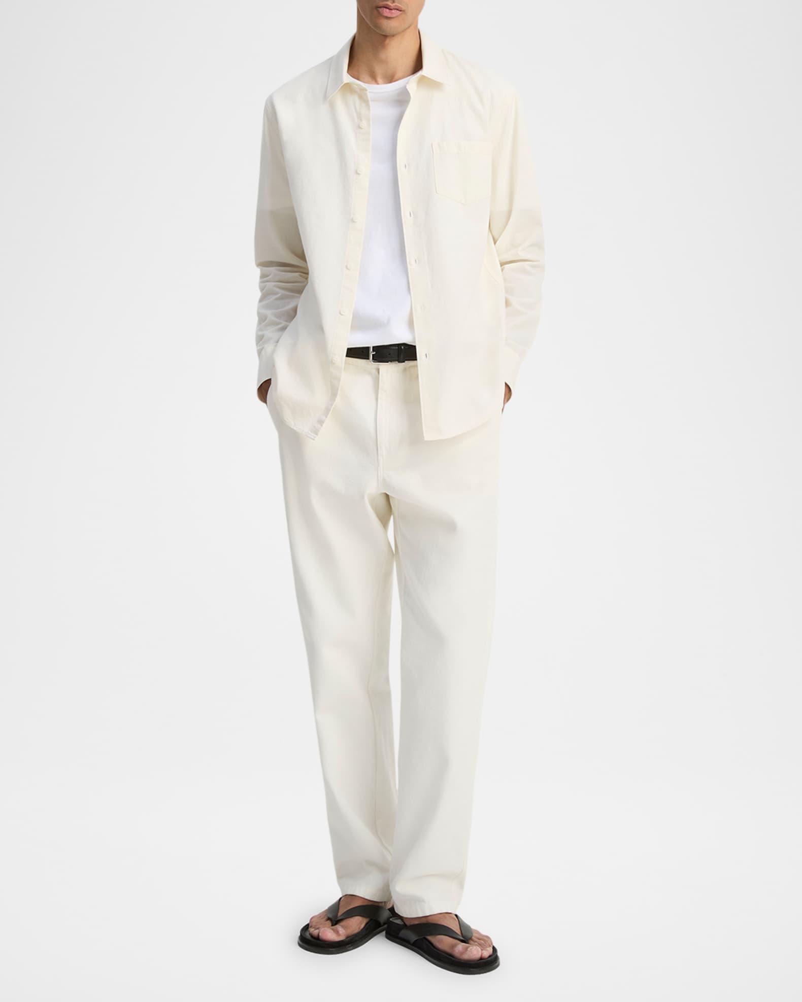 Men's Cotton Chambray Casual Button-Down Shirt Product Image