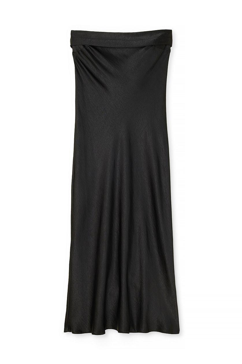 Fold Detail Bandeau Satin Dress Product Image