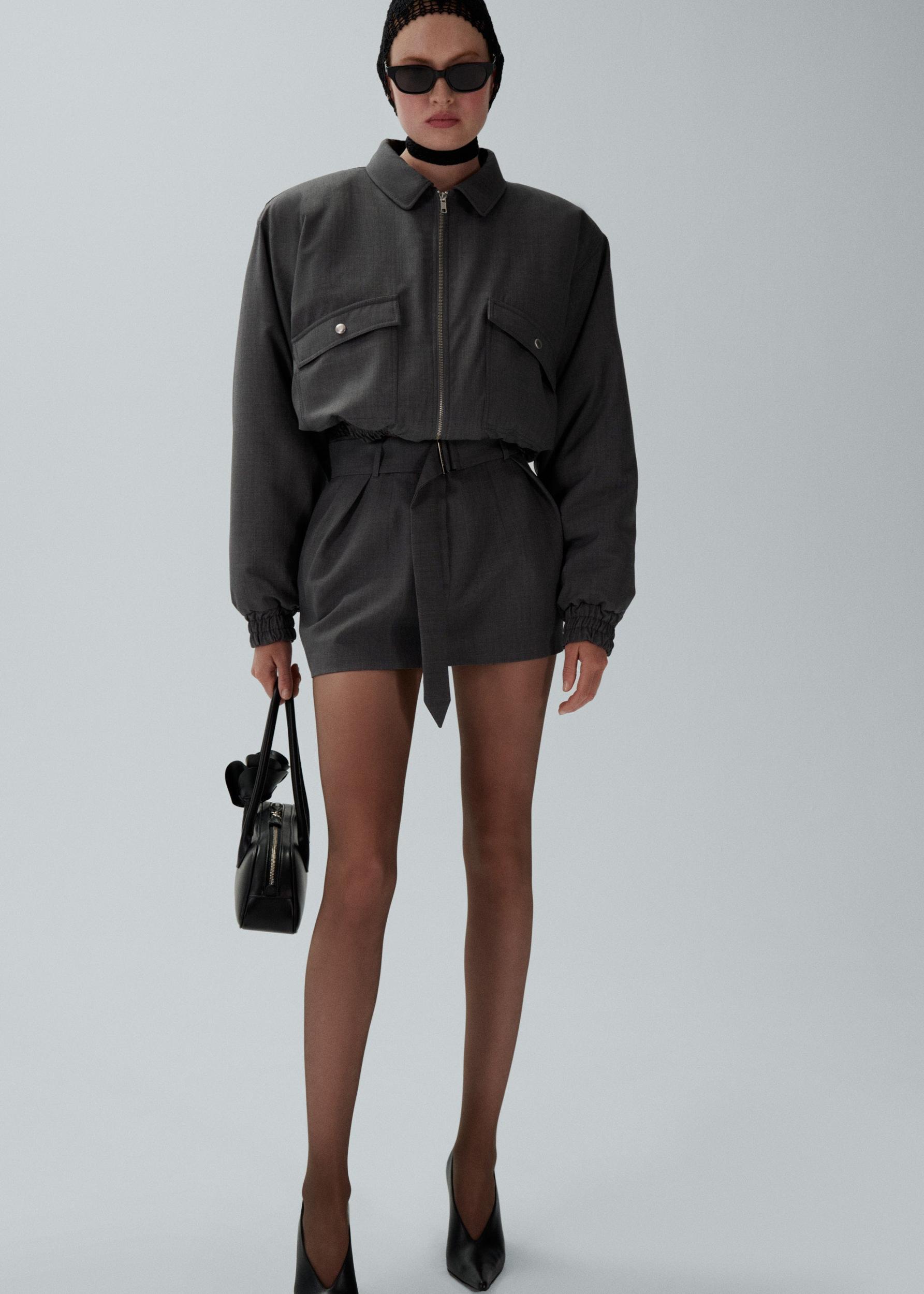 Belted mini skirt in grey Product Image