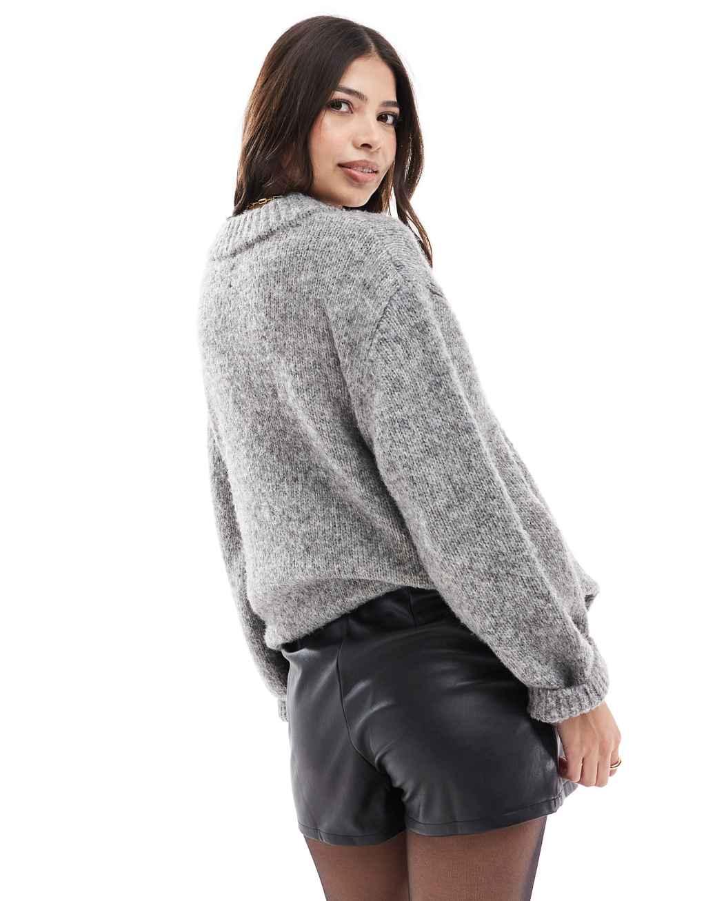 ASOS DESIGN leather look skort in black Product Image