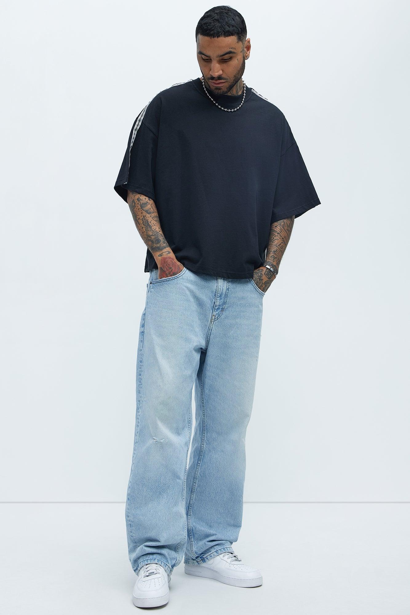 Taped Boxy Cropped Short Sleeve Tee - Black Product Image