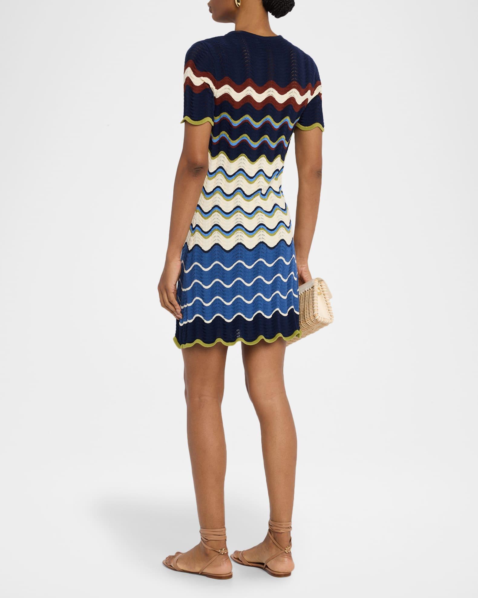 Leighton Short-Sleeve Wavy Knit Midi Dress Product Image