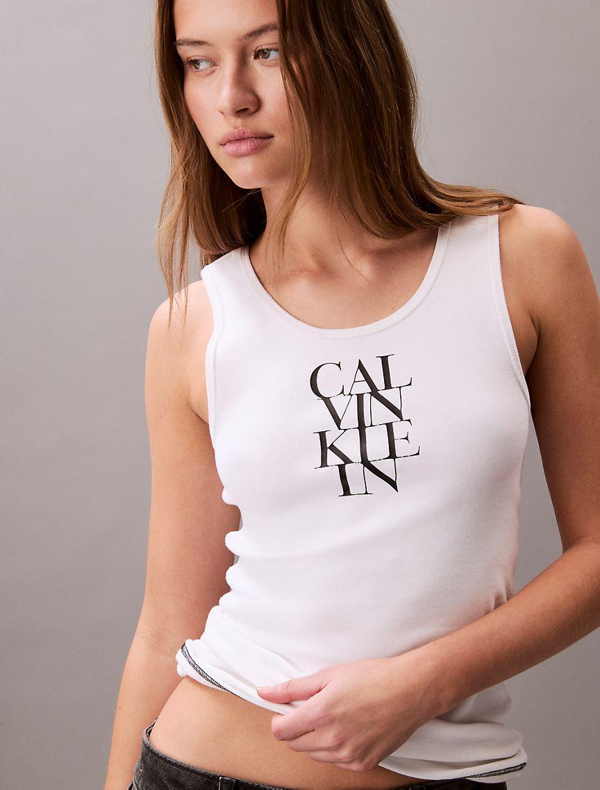 Logo Graphic Ribbed Tank Top Product Image