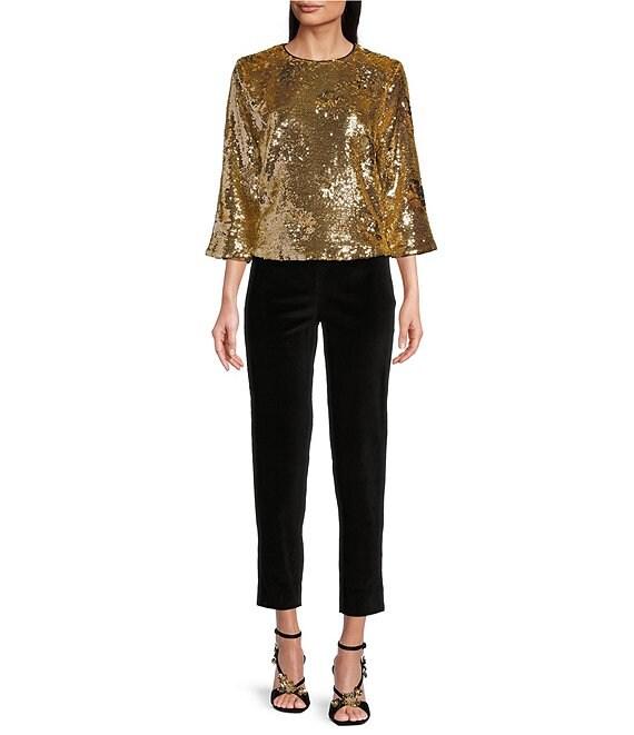 FRANCES VALENTINE Taylor Floral Sequin Bracelet Sleeve Top Product Image
