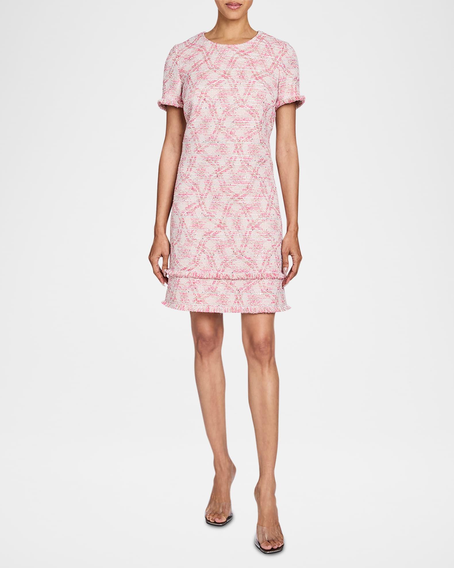 Fringe-Trim Sequin Tweed Dress Product Image