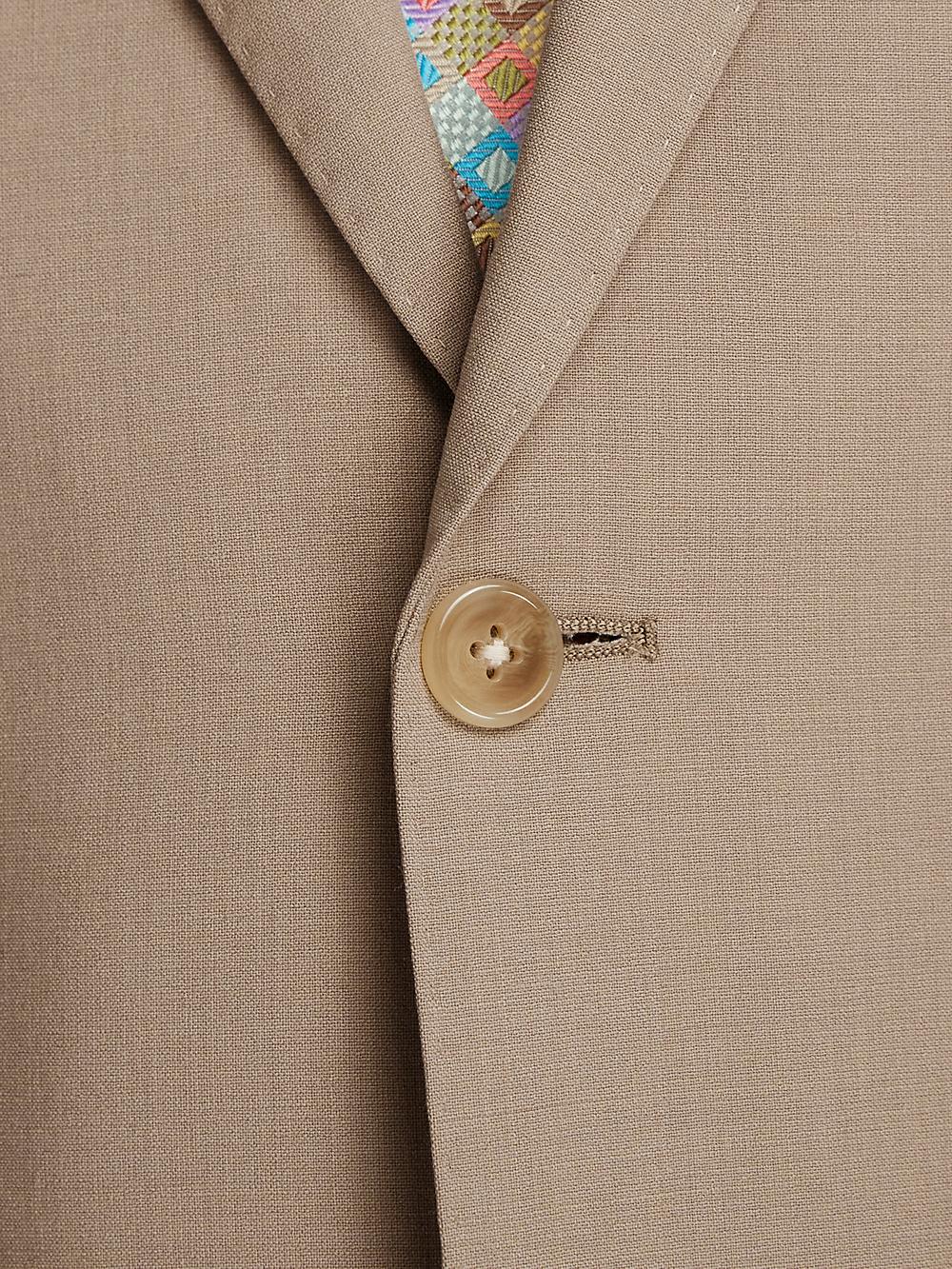 Wool Stretch Bengaline Peak Lapel Suit Jacket - Light Tan Product Image