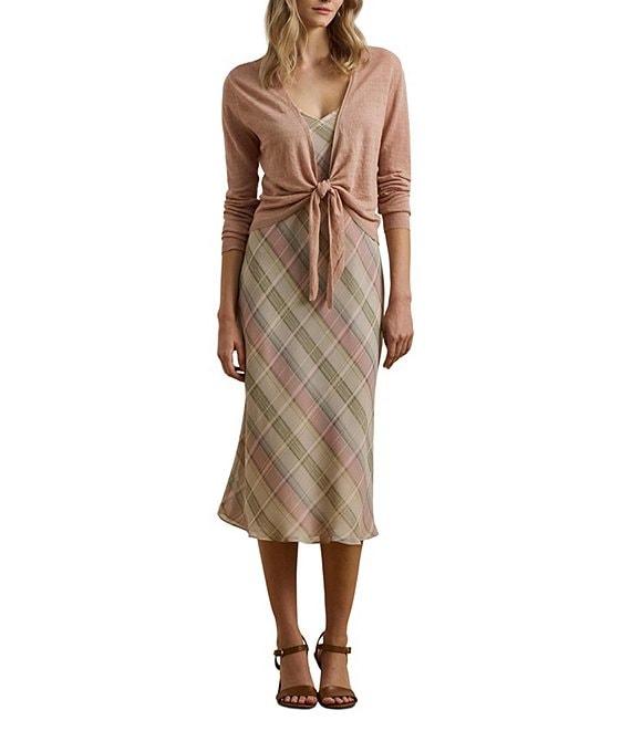 Lauren Ralph Lauren Linen Open Tie Front Long Sleeve Cardigan Product Image